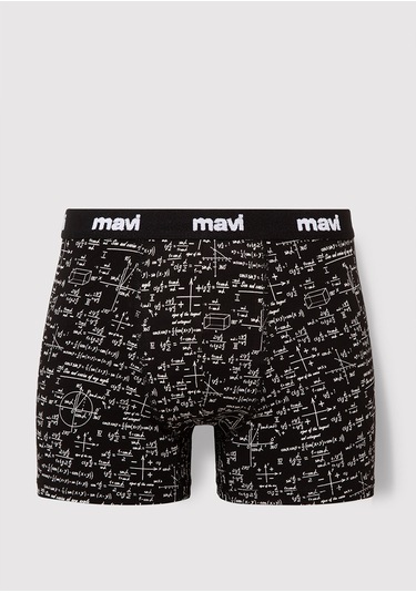 Mavi - Baskılı Siyah Boxer 0910049-85857 Siyah