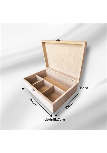 Ahşap-ham Mdf-4 Bölmeli-klipsli-takı-dekoratif Organizer Kutu