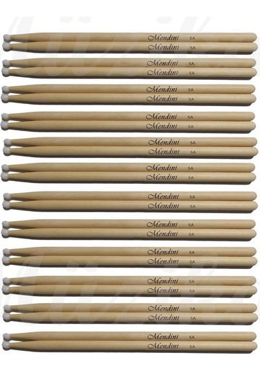Mendini Baget Plastik Uçlu 12 Çift - Davul - Bateri Bageti Drumsticks 5a Pürüzsüz Yüzey
