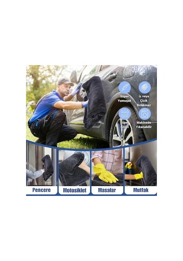 Coofbe Profesyonel 40x60cm 1200gsm Ultra Kalın Mikrofiber Araç Kurulama Havlusu Oto Yıkama Bezi Kurutma Havlusu