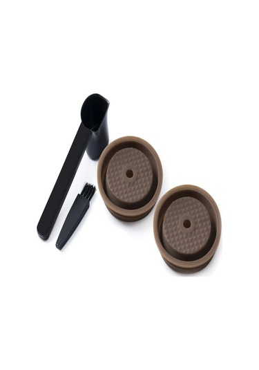 Ximistore9 2'li Yeniden Kullanılabilir Silikon Kapsül Kapağı Vertuo/vertuoline İçin - Kaşık Ve Fırça Dahil Siyah, Kahverengi