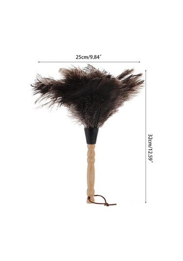 Springsun Doğal Devekuşu Tüyü Toz Alıcı, Ahşap Saplı Ev Temizlik Fırçası