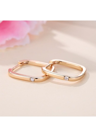 Lüks Altın Rengi Geometrik Kare Halka Küpeler Kadınlar İçin Minimalist Küçük Daire Küpe Trend Düğün Takısı