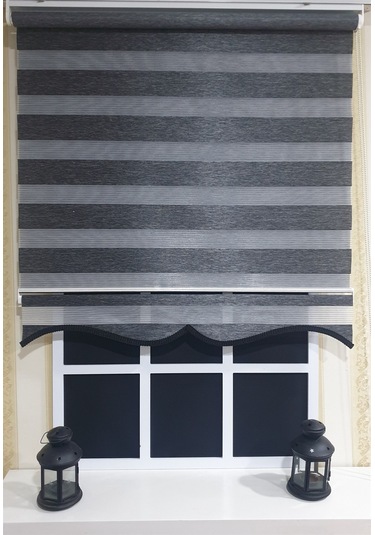 Zebra Stor Perde Organze Siyah Kırçıl Etek Dilimli Stb904 Siyah