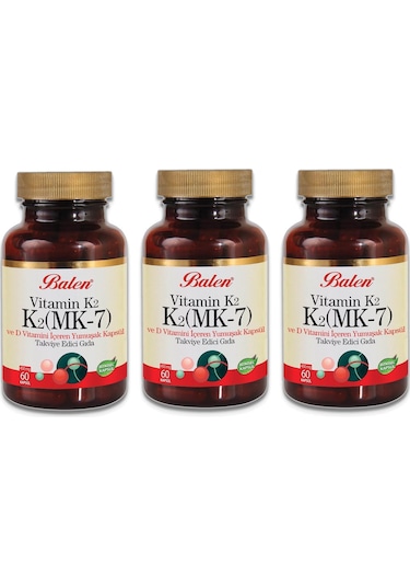 Balen K2 Mk-7 Vitamin K2 ve D Vitamini 450 MG 60 Kapsül x 3 Adet