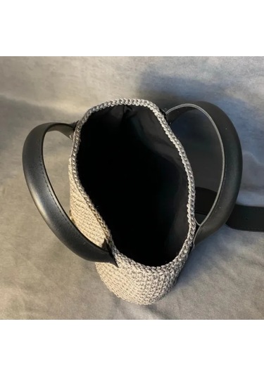 Uretti - Esra 6723 - El Örgüsü Gri Makrome İp Çanta Gri