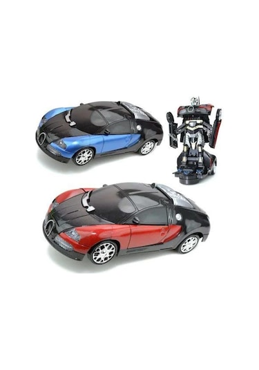 Bugatti Veyron Çek Bırak Oyuncak Robota Dönüşen Araba Mavi