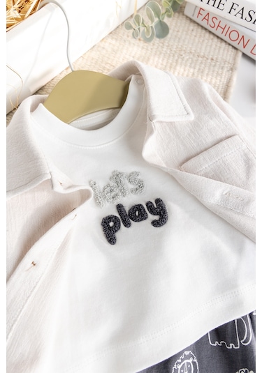Babymod Gömlekli 3 Lü Erkek Bebek Takım Set Krem