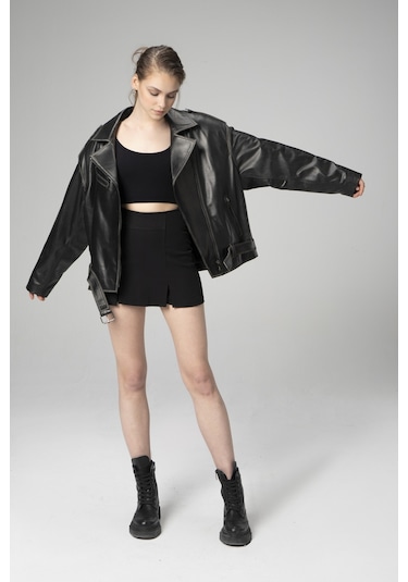 Dericlub Wm031 Oversize Biker Unisex Silme Deri Mont