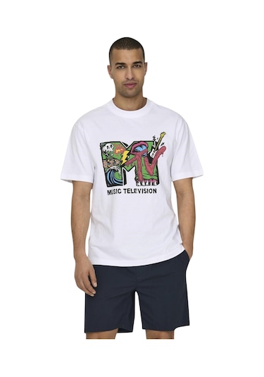 Only Erkek O Yaka T-shirt 22029523 Beyaz