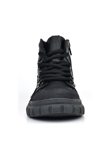 Rakerplus Hakiki Deri Siyah Fermuarlı Siyah Tabanlı Erkek Çocuk Bot Siyah