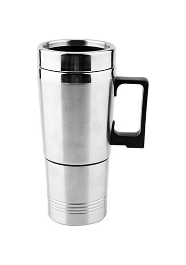 Didadodo 350ml Paslanmaz Çelik Araba Isıtıcısı - Gümüş Elektrikli Qk Gümüş, Gümüş Kapaklı Gümüş