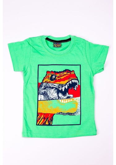 Erkek Çocuk Tshirt Dinozor Baskılı A28 AÇIK YEŞİL