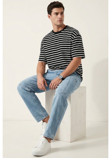 Erkek Rahat Kesim Baggy Jean Pantolon 30074 - Mavi