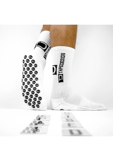 Kaydırmaz Silikon Tabanlı Pro Futbol Çorabı Havlu Taban Dikişsiz Beyaz