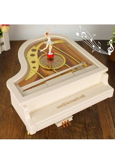 Novahub Klasik Balerin Kız Dansçı Piyano Müzik Kutusu Beyaz, Mekanik Diğer