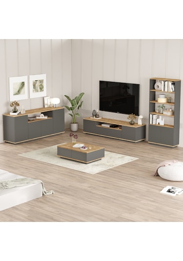 Robin Home Loft Tv Ünitesi Orta Sehpa Konsol Kitaplık 4'lü Set...