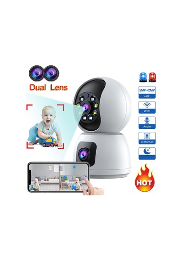 Maiyame 4mp Ev Güvenliği Kamera, Çift Lensli Ptz Wifi Ip Kamera, Bebek Bakıcısı, Hareket Algılama, İki Yönlü Ses, Gece Görüşü, Uzak Erişim