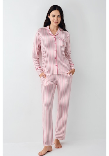 Pierre Cardin Kadın Bordo Gömlek Pijama Bordo