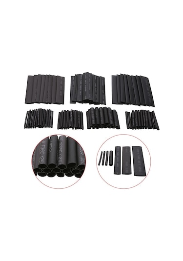 127 Parça Siyah Heat Shrink Makaron Isıyla Daralan Kablo Tamir Seti