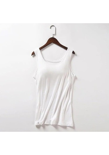 Novahub Tank Tops Kadın Yumuşak Modal Ped Sutyen Bralette Üst Katı Yastıklı Kaşkorse Kadın Kadın Yaz Tankı Üstleri Beyaz - L Beyaz