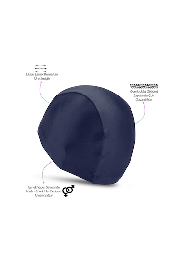 Yüzücü Bonesi Likralı Esnek Kumaş Havuz Deniz Yüzme Bonesi Bez Bone Lacivert Çok Renkli