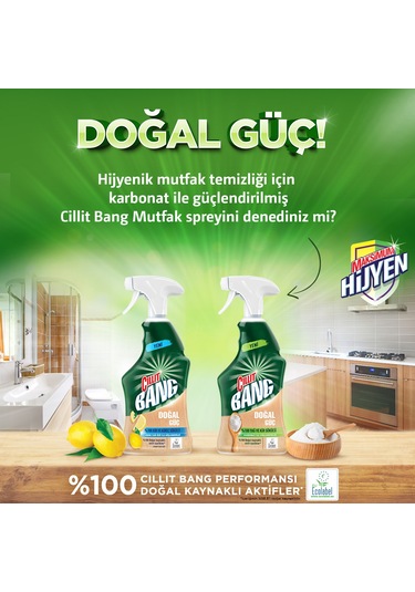 Cillit Bang Doğal Güç Mutfak Temizleyici %100 Yağ ve Kir Sökücü Karbonatlı Sprey 2 x 750 ML
