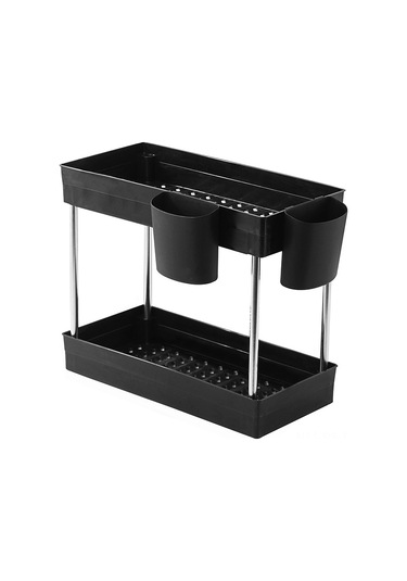 Reedark 2 Katlı Lavabo Altı Organizatör - 2 Bardaklık İle Dayanıklı Mutfak & Banyo Düzenleyici Siyah