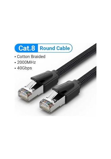 Vention Cat8 Ethernet Kablosu Sttp 40 Gbps 2000 Mhz Cat 8 Rj45 Ağ Lan Yama Cotton Braided Cable 8m Diğer