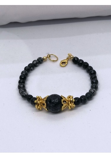 Glamglamour Larvakit Taşlı Bileklik Siyah
