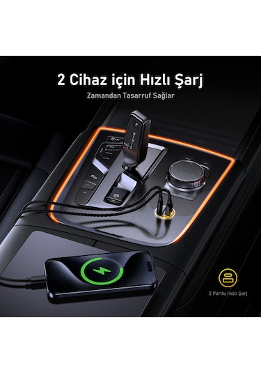 Aohi Superauto 65w Araç İçi Şarjı, Kendinden Soğutmalı Telefon Tutucu