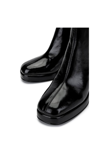 Tamer Tanca Kadın Hakiki Deri Siyah Rugan Topuklu Bot 1078 2506-07 Bn Bot Sk24-25 Sıyah Rgn SiyahRugan