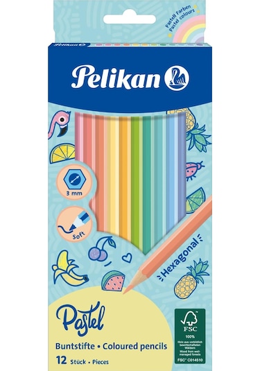 Pelikan Kuru Boya Kalemi Pastel Renkler 12 Renk Kuru Boya