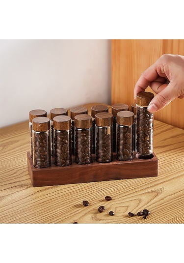 Tek Doz Kahve Çekirdeği Depolama 12 Tüp Çok Amaçlı Kahverengi Kahverengi