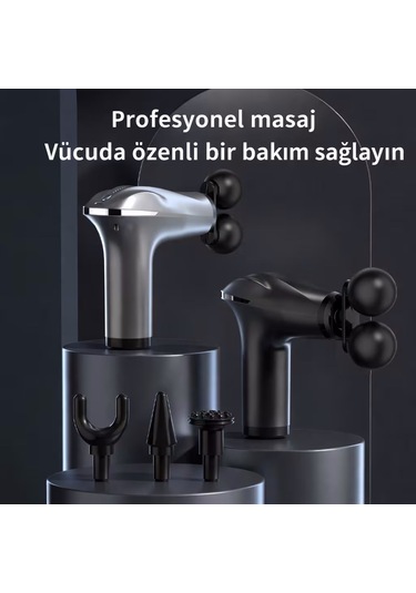 Büro Ev Ofis Kişisel Masaj Bakımı İçin Şarjlı 4 Başlıklı Bel Boyun Bacak Kabzalı Aparat Gri