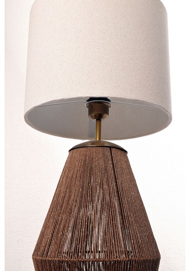 Buldan Bezi Başlıklı El Yapımı Simli Kahverengi Abajur Kahverengi