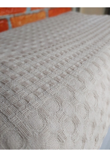 Şaheser %100 Pamuk Çift Kişilik Pike 240x220 Tek Pike -sütlü Kah