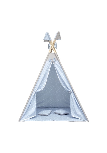 Exorbaby Xl Büyük Boy Ahşap Ve Pamuklu Oyun Çadırı , Oyun Evi Mavi