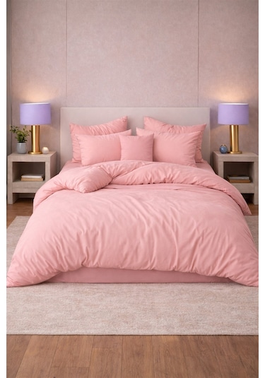 More Home Tek Kişilik Yorgan Kılıfı + Yastık Kılıfı Pembe