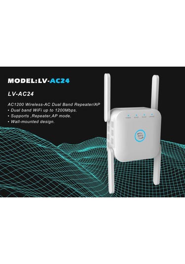 Wezone 1200m 2.4/5.8ghz İkili Frekanslı Kablosuz Repeater İngiliz Standartı