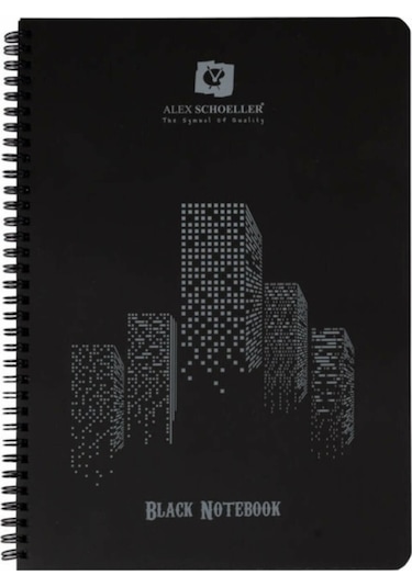 Alex Schoeller Plastik Kapak Siyah Spiralli Defter A4 60 Yaprak 1 Adet