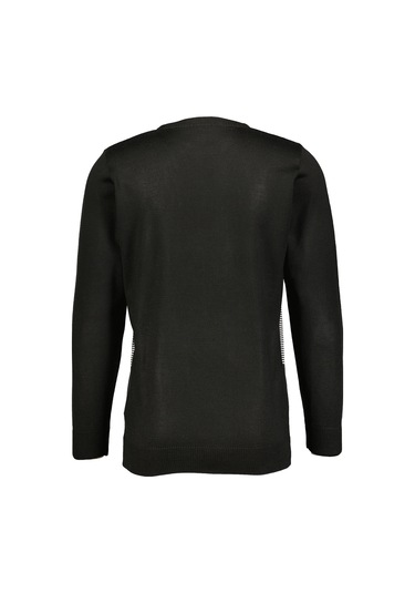 Finesuits Erkek Desenli Yünlü Kazak 2422201023.dsoyr Siyah