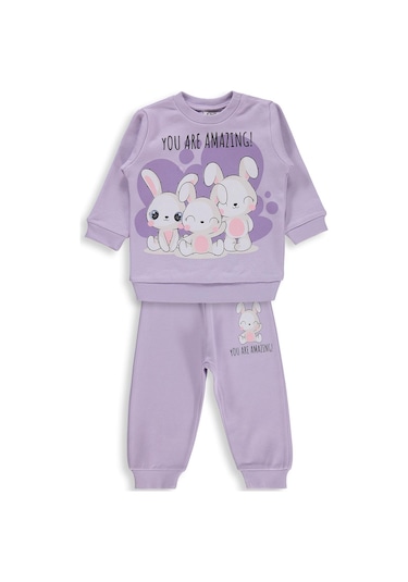 Civil Baby Tavşanlar Baskılı 6-18 Ay Takım - Lila