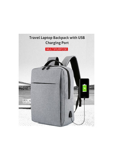 Xindoker Usb Şarjlı Büyük Kapasiteli Seyahat Çantası - 15/17 İnç Laptop İçin Gri