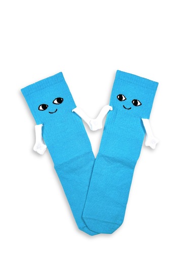 Mıknatıslı El Ele Tutuşan Çorap Arkadaşlık Spor Çorabı Eğlenceli Ve Komik mavi
