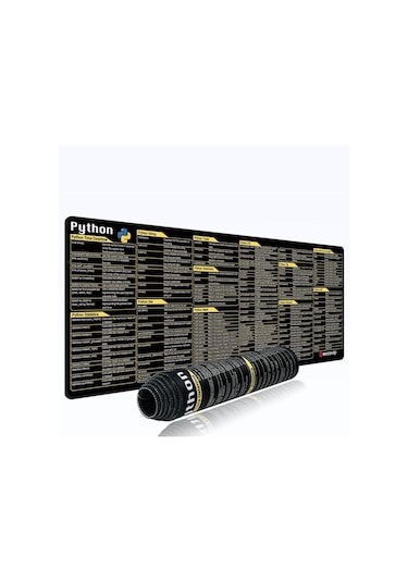 Geeksen Mouse Pad Python Programlama Büyük Mouse Pad Kaymaz Dikişli Kenar Siyah