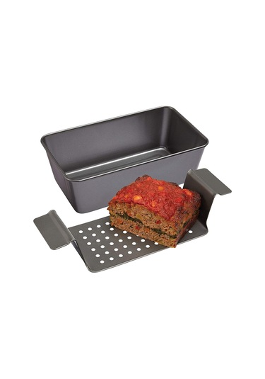 Xurunkeji 12 İnç Chicago Metalik Profesyonel Sağlıklı Köfte Tavası Yapışmaz Barbekü Tepsisi Dikdörtgen Köfte Tavası Ek Raflı Koyu Gri