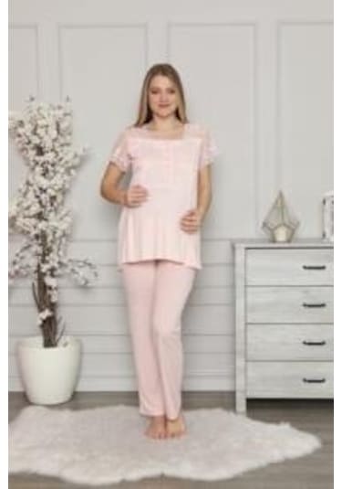 Limissi 2208 Pembe Hamile Lohusa Dantelli Pijama Tk