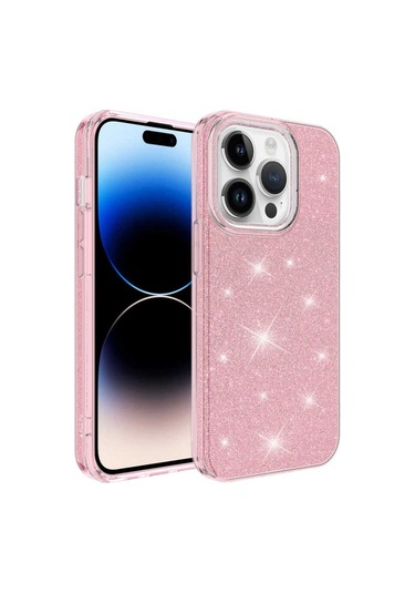 Apple Uyumlu iPhone 14 Pro Kılıf Zore Shining Silikon Pembe