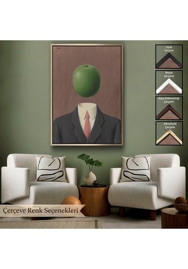 Ahşap Çerçeveli Rene Magritte - Soyut Sabit Fikir Tablosu-7343